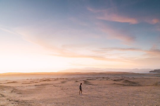 man alone in the desert