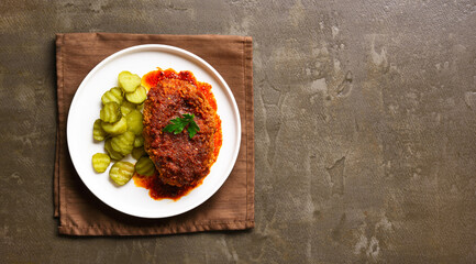 Nashville style hot chicken with pickle