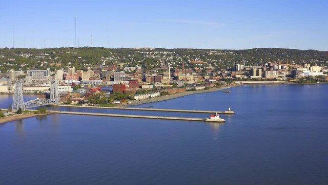 Aerial drone video of Duluth, Minnesota