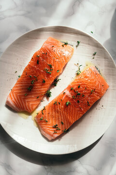Raw salmon fillet