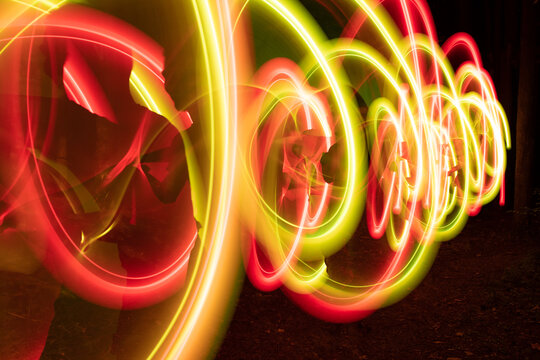 Abstract neon shapes made with LED poi
