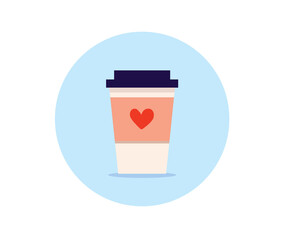 Beautiful plastic coffee cup with heart