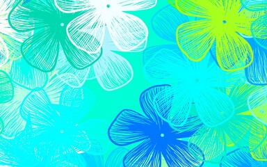 Fototapeta na wymiar Light Blue, Green vector elegant pattern with flowers
