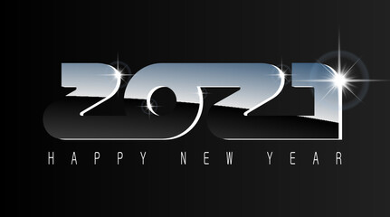 2021 greeting card, chromed metal effect