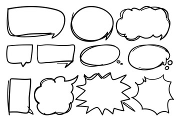Black line Speech Bubble, Drawing illustration for Conversation or Dialog.