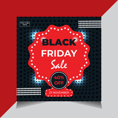 Black Friday Sale Banners, Social Media Web Banners, Flyer, Black background, Vector illustrations