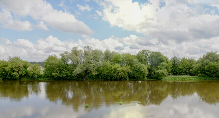 Obraz na płótnie Canvas river landscape in summer