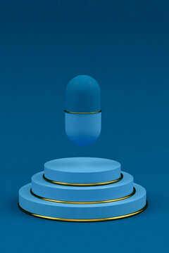 Blue pill on pedestal