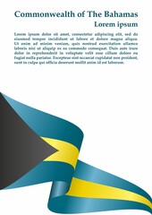Flag of the Bahamas, Commonwealth of The Bahamas. Template for award design, an official document with the flag of the Bahamas. Bright, colorful vector illustration.