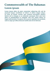 Flag of the Bahamas, Commonwealth of The Bahamas. Template for award design, an official document with the flag of the Bahamas. Bright, colorful vector illustration.