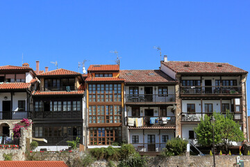 Typical building in the village of Llanes, Asturias coast, Spain