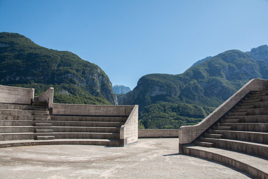 Chiesa Parrocchiale di Santa Maria Immacolata, Brutalist church of Longarone, Italy. 