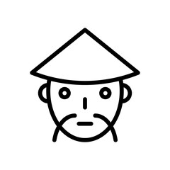 chines, faces with mustache, and hat vectors, in lineal style,