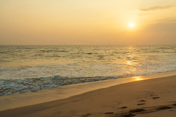 Fototapeta premium Ocean beach sunset landscape, Sri Lanka