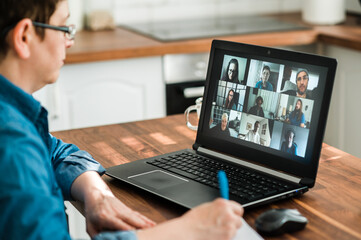 Woman working remotely from home