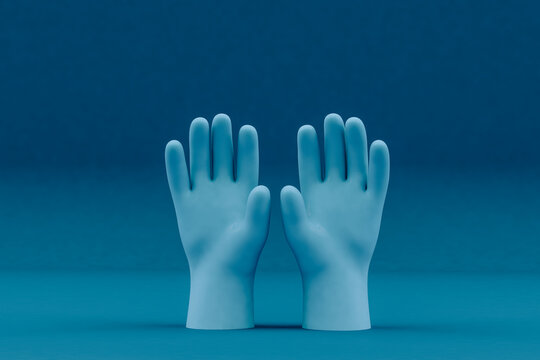 Blue Gloves on blue background