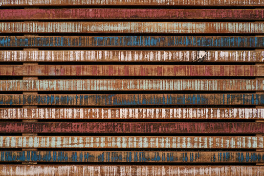 Textured painted wooden strips as background