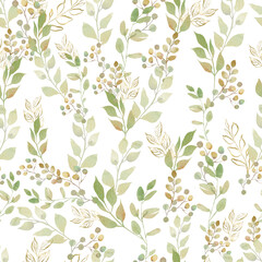 Watercolor seamless pattern with autumn  leaves. Can be used as wallpaper. 