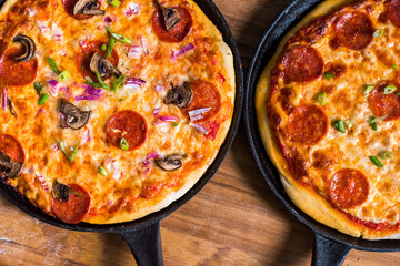 Close up of freshly baked home made pizza