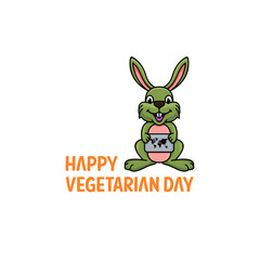 Creative World vegetarian day , with rabbit concept design vector