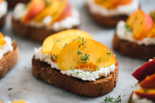 Peach ricotta bruschettas