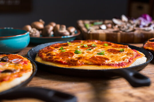 Home made pizza in a pan