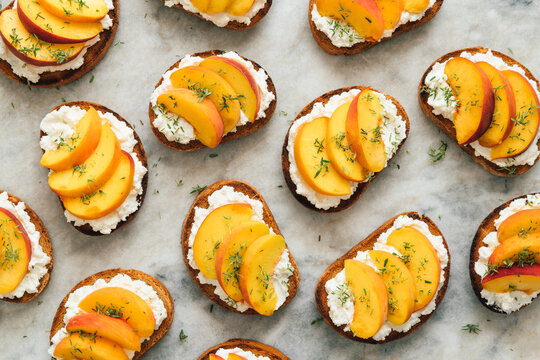 Peach ricotta bruschettas