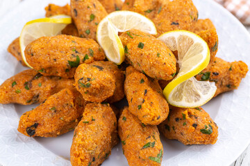 Mercimek Koftesi, Traditional Turkish Food with Bulgur and Lentil