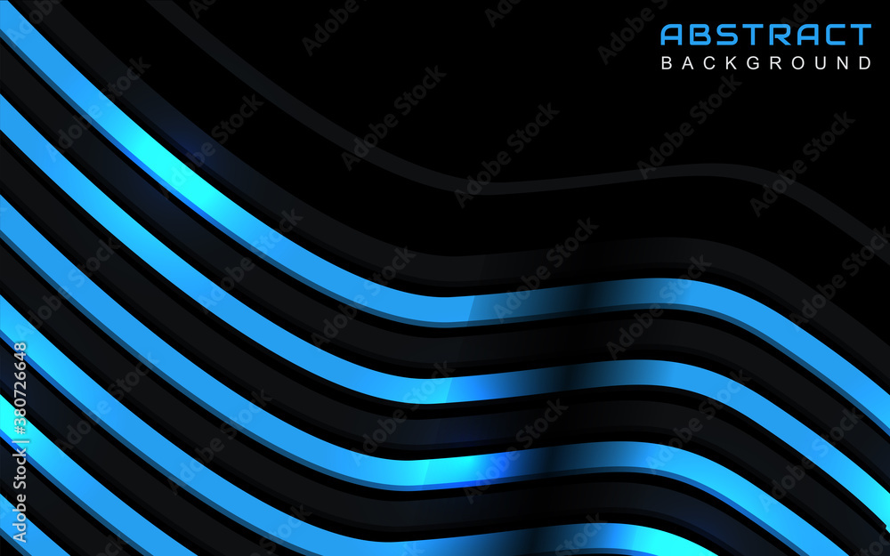 Poster abstract background geometric shapes with black and blue overlap paper. modern layout vector design 