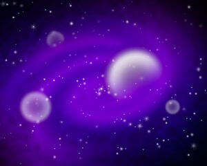Outer space with stars, planets and galaxy, fantasy digital illustration