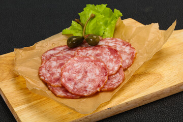 Spanish Salchichon sausage with salad