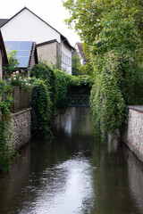 Fototapeta na wymiar Uriger Kanal der Leine in Göttingen. 