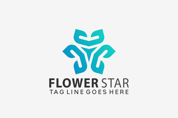 Beauty Flower Star Logo Design Vector Illustration Template