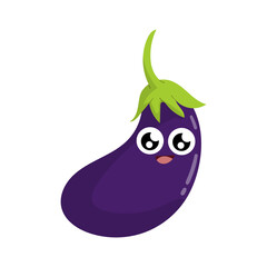 Cute Eggplant Vegetable Cartoon Character