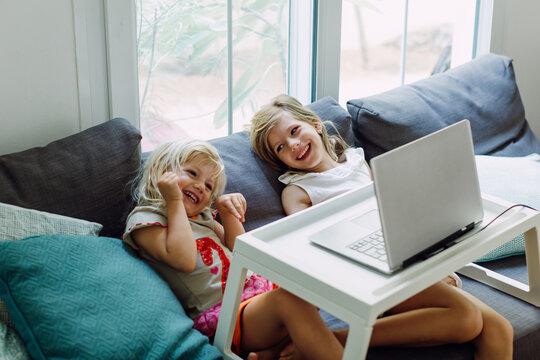 Two girls with a laptop