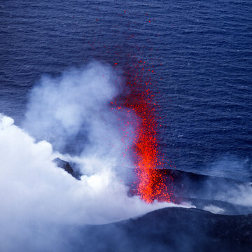 Eruption of Stromboli over the Mediterranean Sea