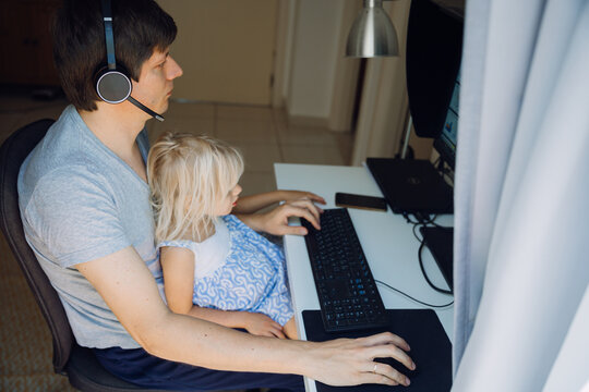 Home office with a kid