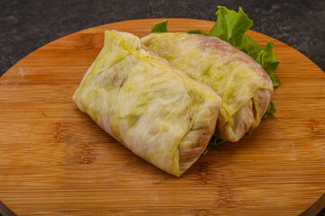 Homemade raw stuffed cabbage with meat