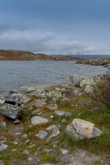 Skiftessjøen lake in the Hardangervidda National Park in Norway	