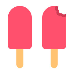 Set of simple pink ice cream vector icon