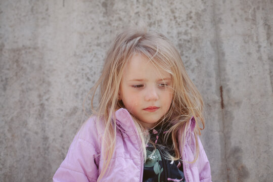 Portrait of sad child, crying