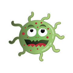 Different, interesting, funny cartoon figure; bacteria or germ or virus