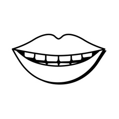 Pop art smiling mouthline style icon