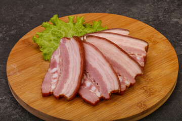 Tasty smoked pork brisket slice