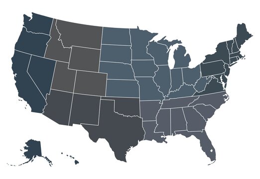 Usa Regional Map. Map Of Usa With Separate States