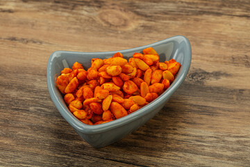 Chili peanut snack in the bowl