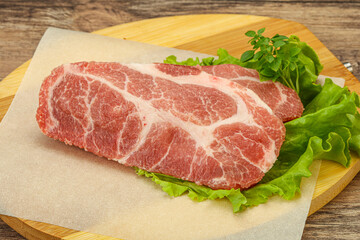 Raw pork meat neck steack