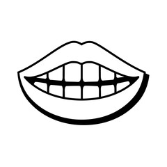 Pop art smiling mouthline style icon
