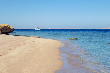 Beautiful empty sandy beach, Red Sea Egypt