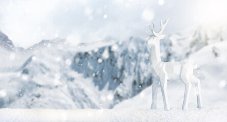 Scene of a deer in a snowy landscape